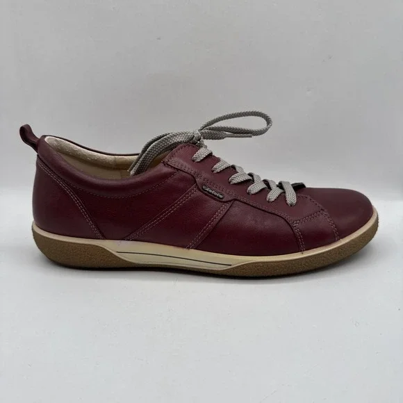 Ecco Shoes Womens 40 Sneakers Maroon Lace Up Casual Round Toe Low Top Comfort - Picture 4 of 13